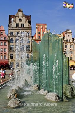 Wrocław  (Breslau) - Moderner Brunnen auf dem Ring, Polen, Breslau, Rynek, Ring, Albers, foreal,
