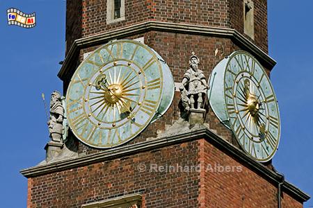 Wrocław (Breslau) - Uhr am Rathausturm, Polen, Breslau, Rathaus, Rynek, Albers, foreal,