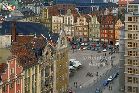 Wrocław (Breslau) - Blick vom Rathausturm auf dem Plac Solny (Salzmarkt), Polen, Breslau, Salzmarkt, Rynek, Albers, foreal, Foto,