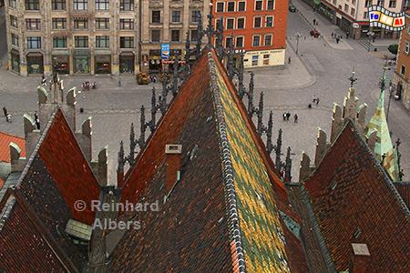 Wrocław (Breslau) - Rathausdach, Polen, Breslau, Rathaus, Rynek, Albers, Foto, foreal,