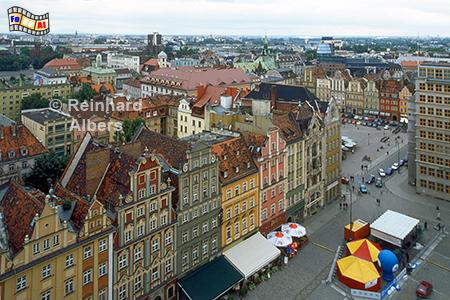Wrocław (Breslau) - Blick vom Rathausturm auf dem Plac Solny (Salzmarkt), Polen, Breslau, Salzmarkt, Rynek, Albers, foreal, Foto,