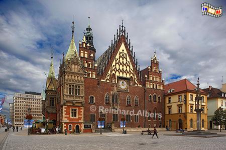 Wrocław (Breslau) - Rathaus Ostfassade., Polen, Breslau, Rathaus, Rynek, Albers, foreal, Foto,