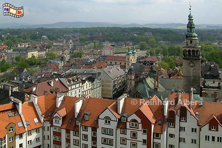 Kłodzko (Glatz) - Blick von der Festung auf das Stadtzentrum, Polen, Schlesien, Glatz, Kłodzko, Zentrum, Rathaus,  Albers, foreal,