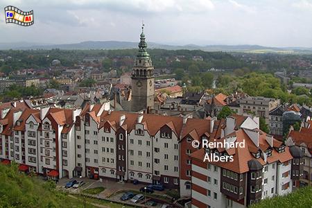 Kłodzko (Glatz) - Blick von der Festung auf das Stadtzentrum, Polen, Schlesien, Glatz, Kłodzko, Zentrum, Rathaus, Albers, foreal, Foto,