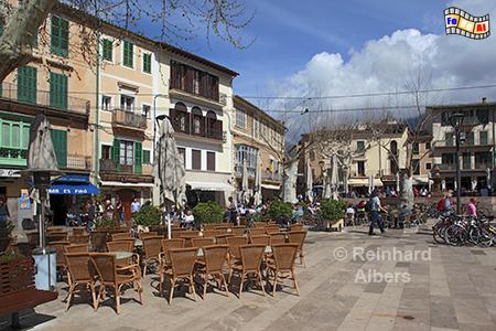Soller: Plaa Constitucio, Mallorca, Soller, Plac, Constitucio, Platanen, Albers, Foto, foreal,