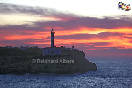 Morgenrot am Leuchtturm von Portocolom, Mallorca, Portocolom, Morgenrot, Sonnenaufgang, Leuchtturm, Albers, Foto, foreal,